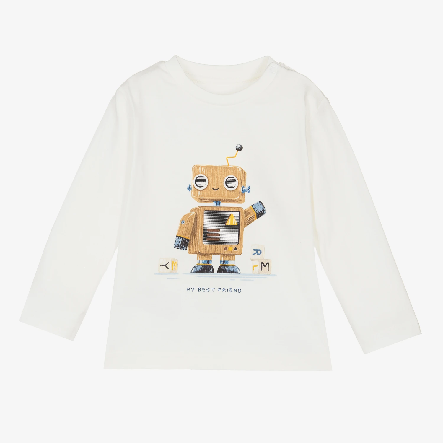 Mayoral Boys Ivory Robot Cotton Top 1 Mayoral Boys Ivory Robot Cotton Top