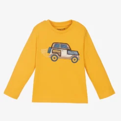 Mayoral Boys Yellow Cotton Car Top