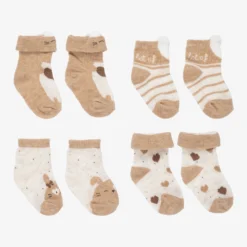 Mayoral Newborn Ivory & Beige Socks (4 Pack)