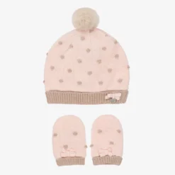 Mayoral Newborn Pink Baby Hat & Mittens Set