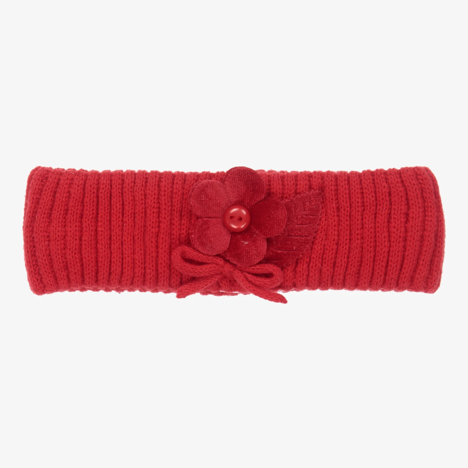Mayoral Newborn Red Flower Knit Headband 1 Mayoral Newborn Red Flower Knit Headband