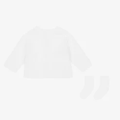 Mayoral Newborn White Cardigan & Socks Set -BloomBabe Cloth Store mayoral white cardigan socks set 446783 7344a7cb0eae20bd394ddb547803f46613de0c4b