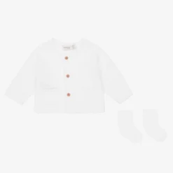 Mayoral Newborn White Cardigan & Socks Set