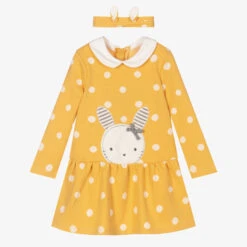 Mayoral Newborn Yellow Bunny Baby Dress Set
