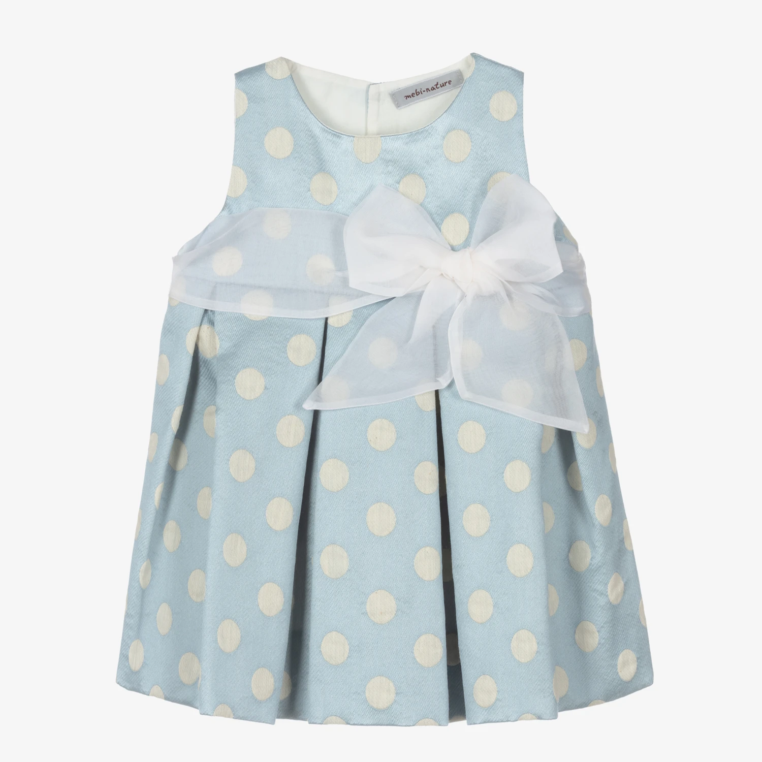 Mebi Baby Girls Blue Jacquard Dress 1 Mebi Baby Girls Blue Jacquard Dress