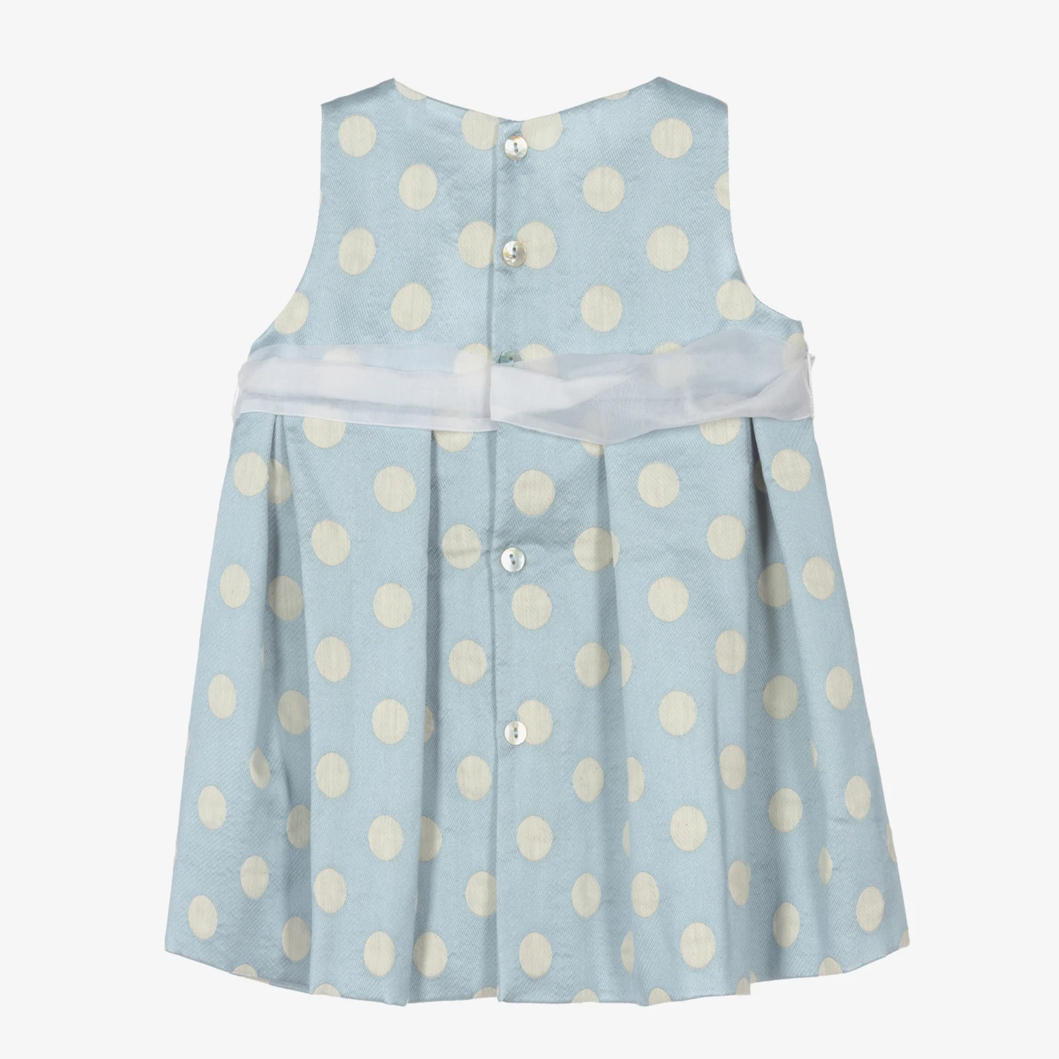 Mebi Baby Girls Blue Jacquard Dress 2 Mebi Baby Girls Blue Jacquard Dress - Image 2
