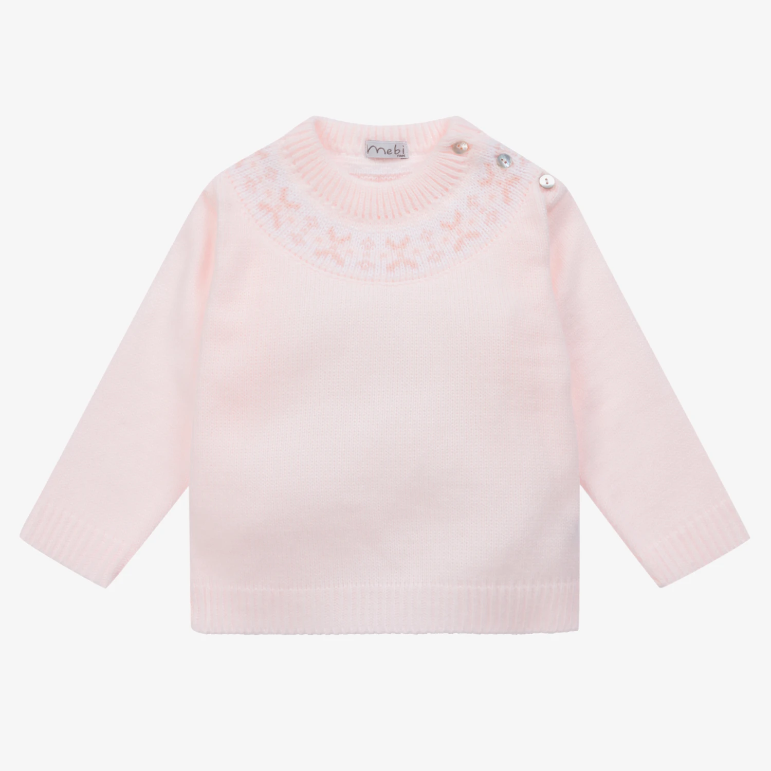 Mebi Baby Girls Pink Knitted Sweater 1 Mebi Baby Girls Pink Knitted Sweater