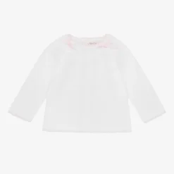 Mebi Baby Girls White Cotton Jumper