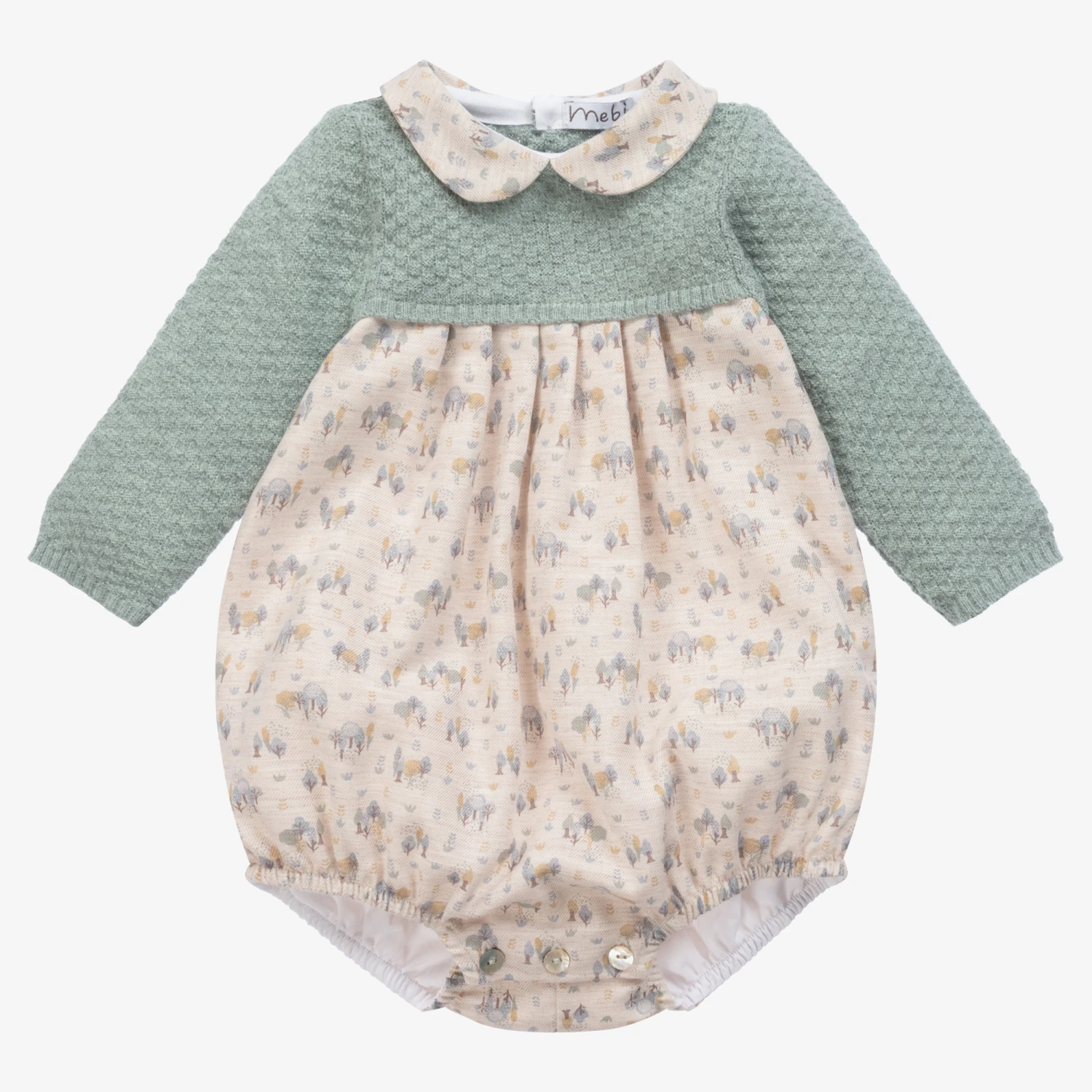 Mebi Girls Ivory & Green Shortie 1 Mebi Girls Ivory & Green Shortie