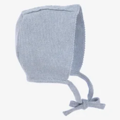 Mebi Pale Blue Knitted Cotton Baby Bonnet