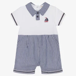 Mintini Baby Baby Boys Blue & White Cotton Shortie