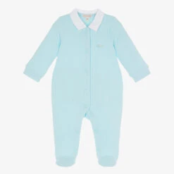 Mintini Baby Boys Blue Cotton Babygrow