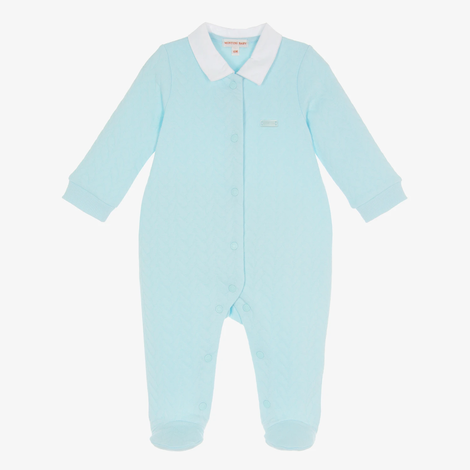 Mintini Baby Boys Blue Cotton Babygrow 1 Mintini Baby Boys Blue Cotton Babygrow