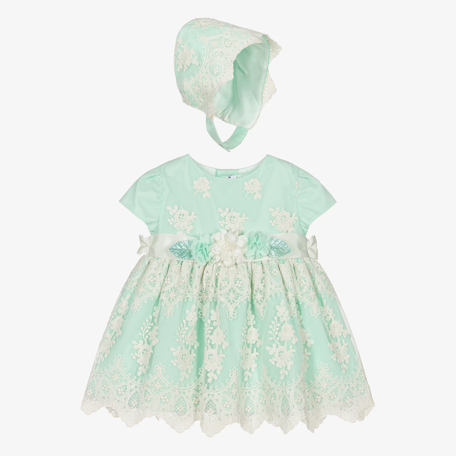 Miranda Baby Girls Green Lace Dress Set 1 Miranda Baby Girls Green Lace Dress Set