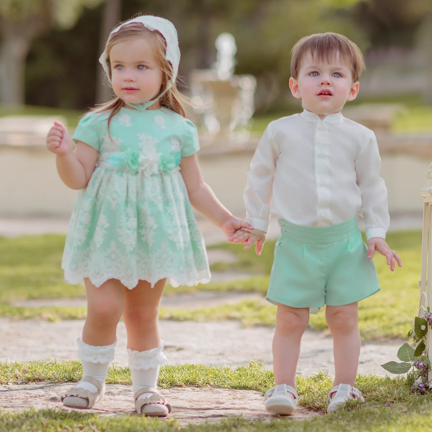 Miranda Baby Girls Green Lace Dress Set 2 Miranda Baby Girls Green Lace Dress Set - Image 2