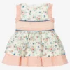 Miranda Baby Girls Ivory & Pink Cotton Floral Dress