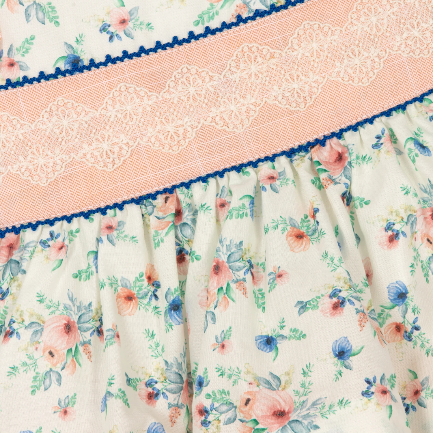 Miranda Baby Girls Ivory & Pink Cotton Floral Dress 3 Miranda Baby Girls Ivory & Pink Cotton Floral Dress - Image 3