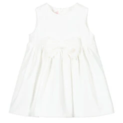Miss Blumarine Ivory Velvet Baby Dress
