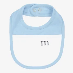 Mitch & Son White & Blue Cotton Baby Bib