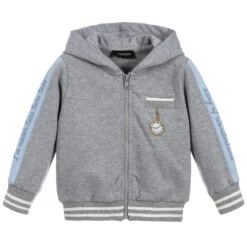Monnalisa Baby Boys Grey Zip-Up Top