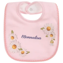 Monnalisa Bebé Baby Girls Pink Cotton Bib