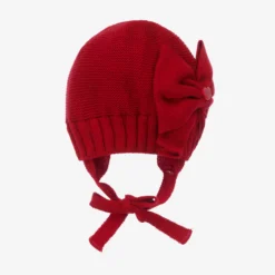 Monnalisa Baby Girls Red Bow Knit Hat