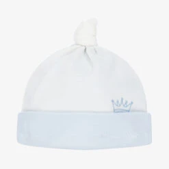 Monnalisa Boys Ivory & Blue Baby Hat