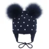 Monnalisa Girls Blue Pom-Pom Hat