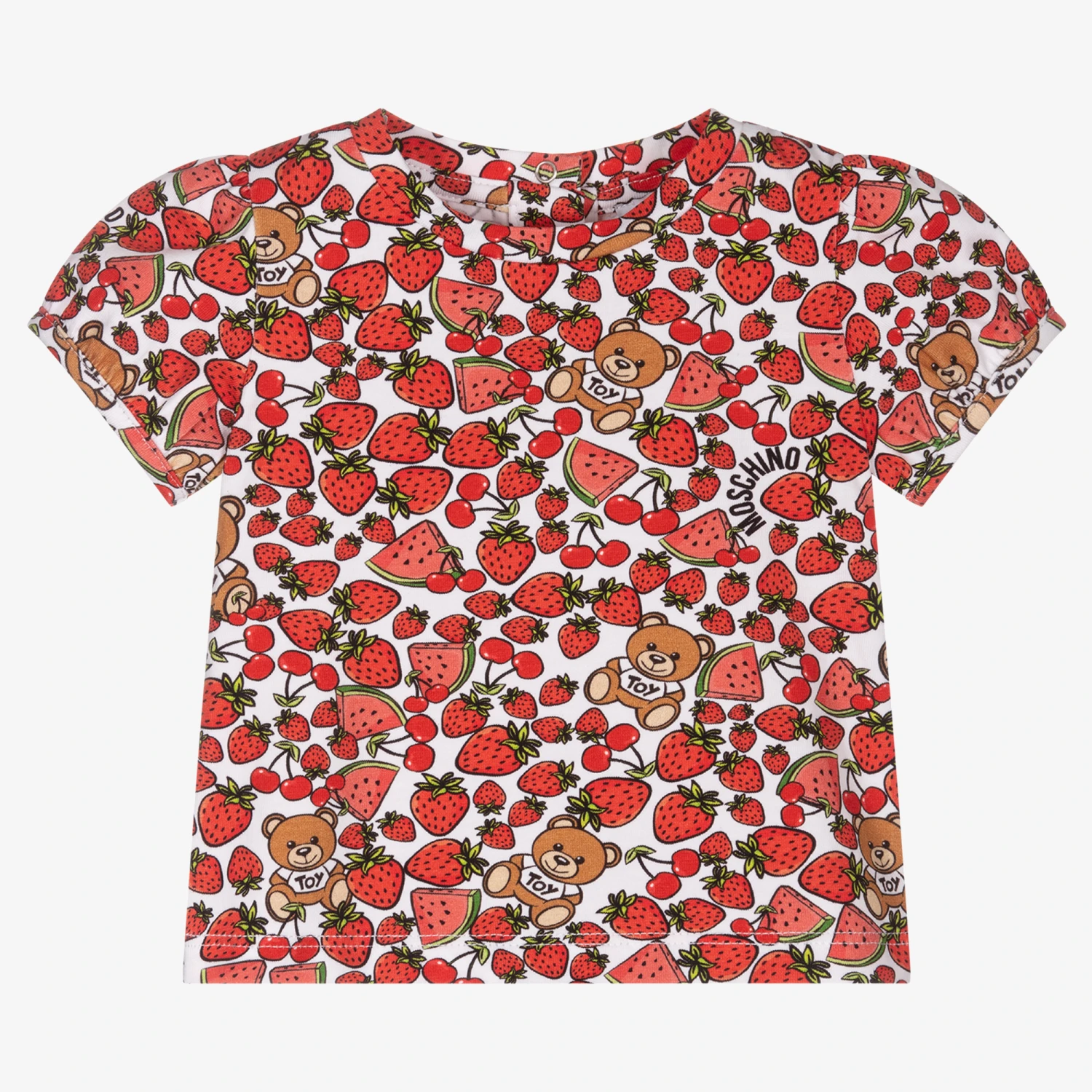 Moschino Baby Baby Girls Red Fruit T-Shirt 1 Moschino Baby Baby Girls Red Fruit T-Shirt
