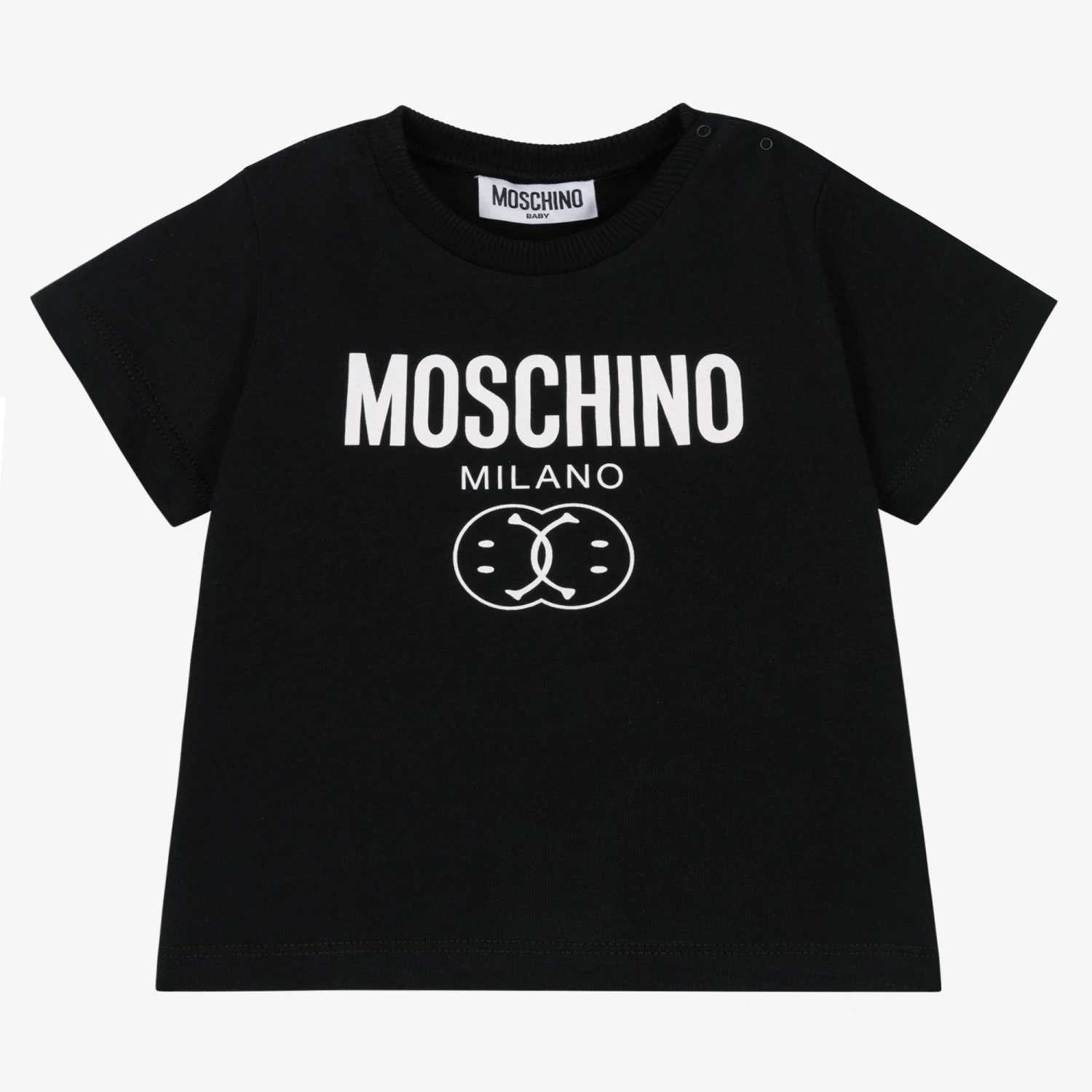 Moschino Baby Black Double Smiley Baby T-Shirt 1 Moschino Baby Black Double Smiley Baby T-Shirt