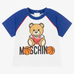 Moschino Baby Boys White & Blue Logo T-Shirt