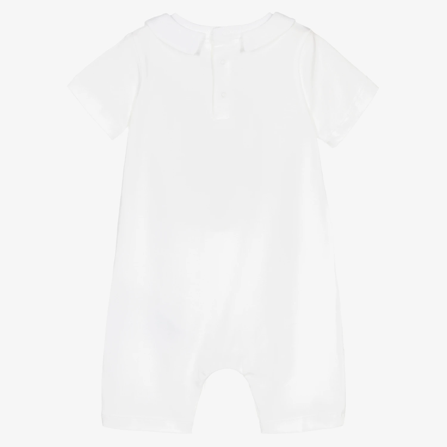 Moschino Baby White Cotton Logo Baby Shortie 2 Moschino Baby White Cotton Logo Baby Shortie - Image 2