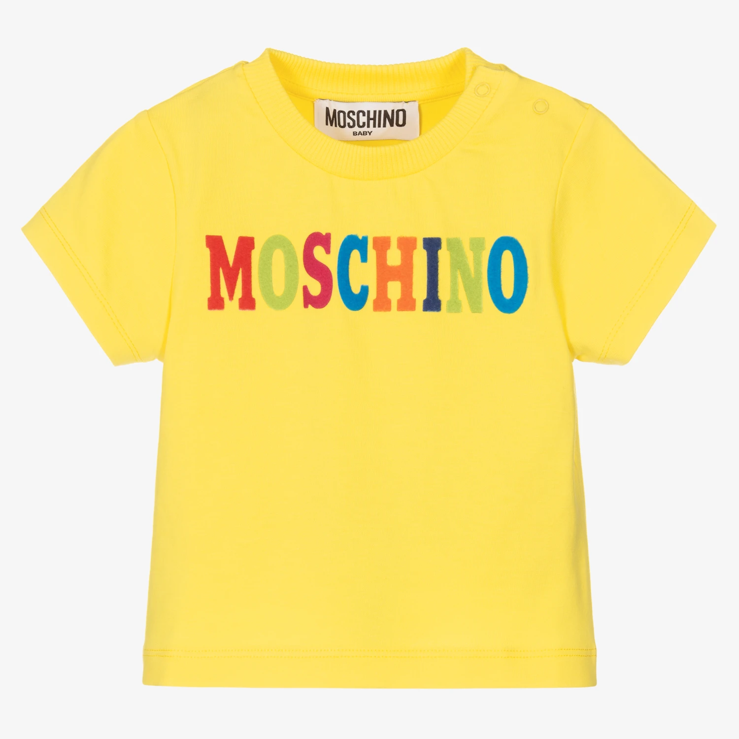 Moschino Baby Yellow Cotton Baby T-Shirt 1 Moschino Baby Yellow Cotton Baby T-Shirt