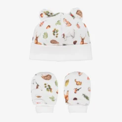 My Little Pie White Cotton Hat & Mittens Set