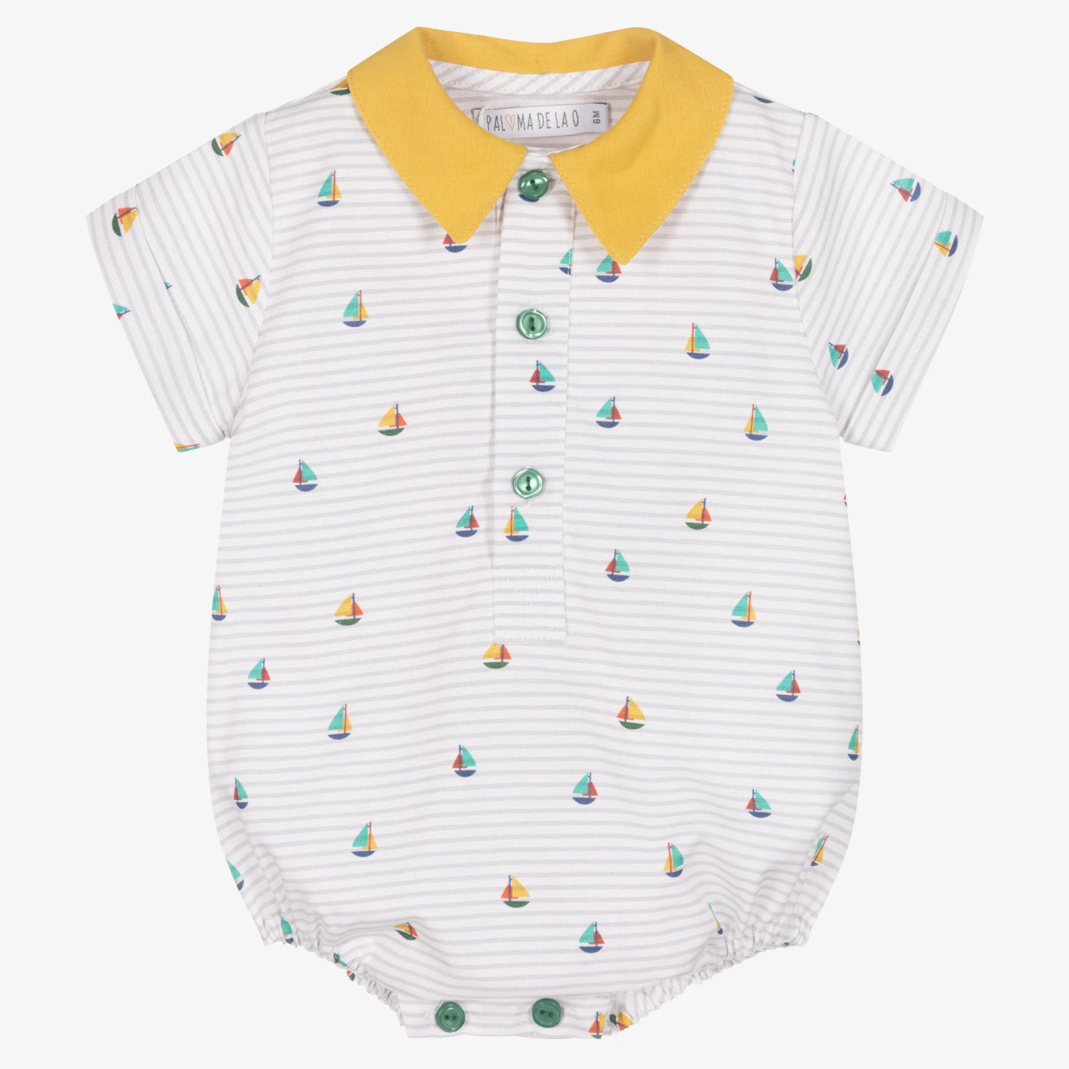 Paloma De La O Baby Boys Grey & White Striped Shortie 1 Paloma De La O Baby Boys Grey & White Striped Shortie