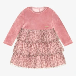 Pan Con Chocolate Baby Girls Pink Velour & Tulle Dress