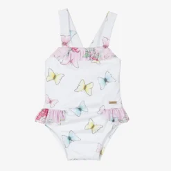 Patachou Baby Girls White Butterfly Print Swimsuit