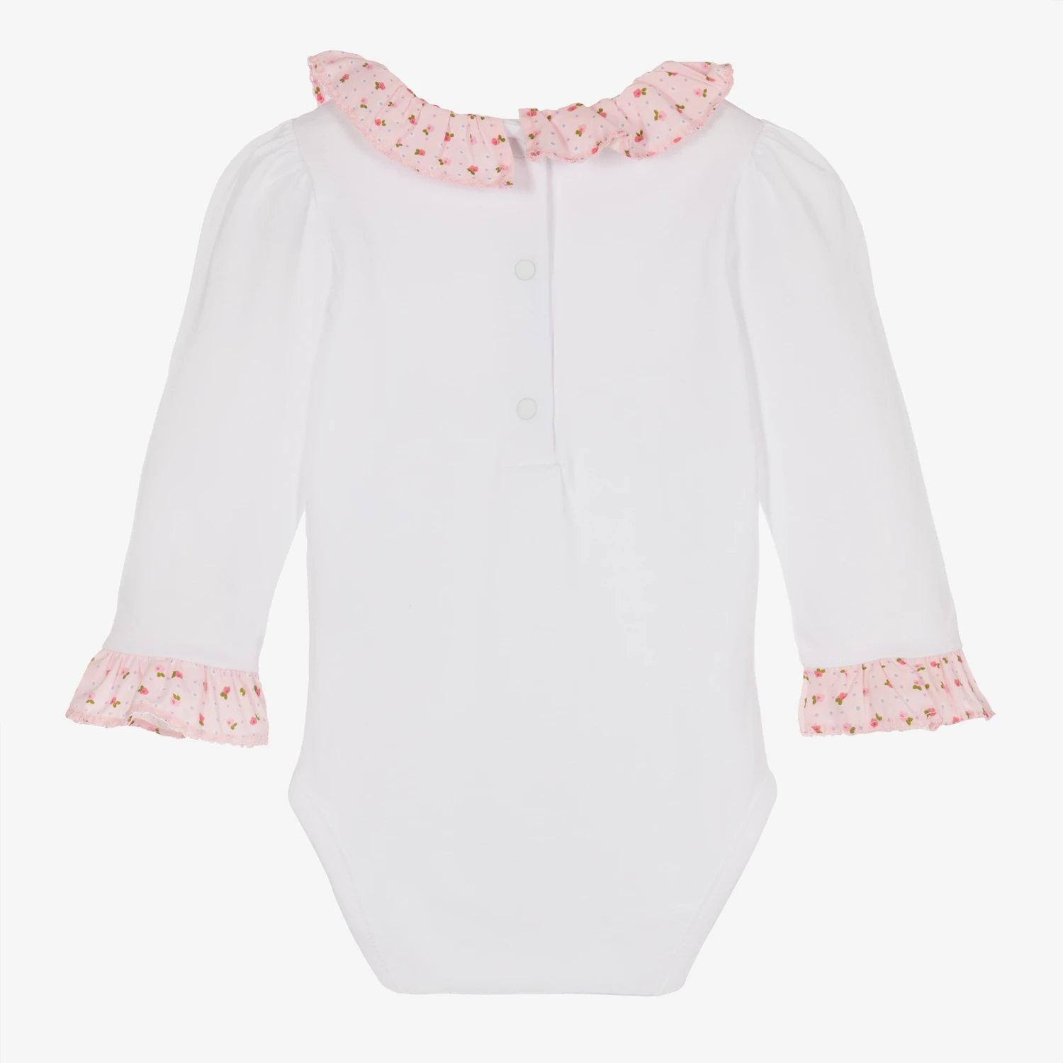 Patachou Baby Girls White Cotton Bodysuit 2 Patachou Baby Girls White Cotton Bodysuit - Image 2