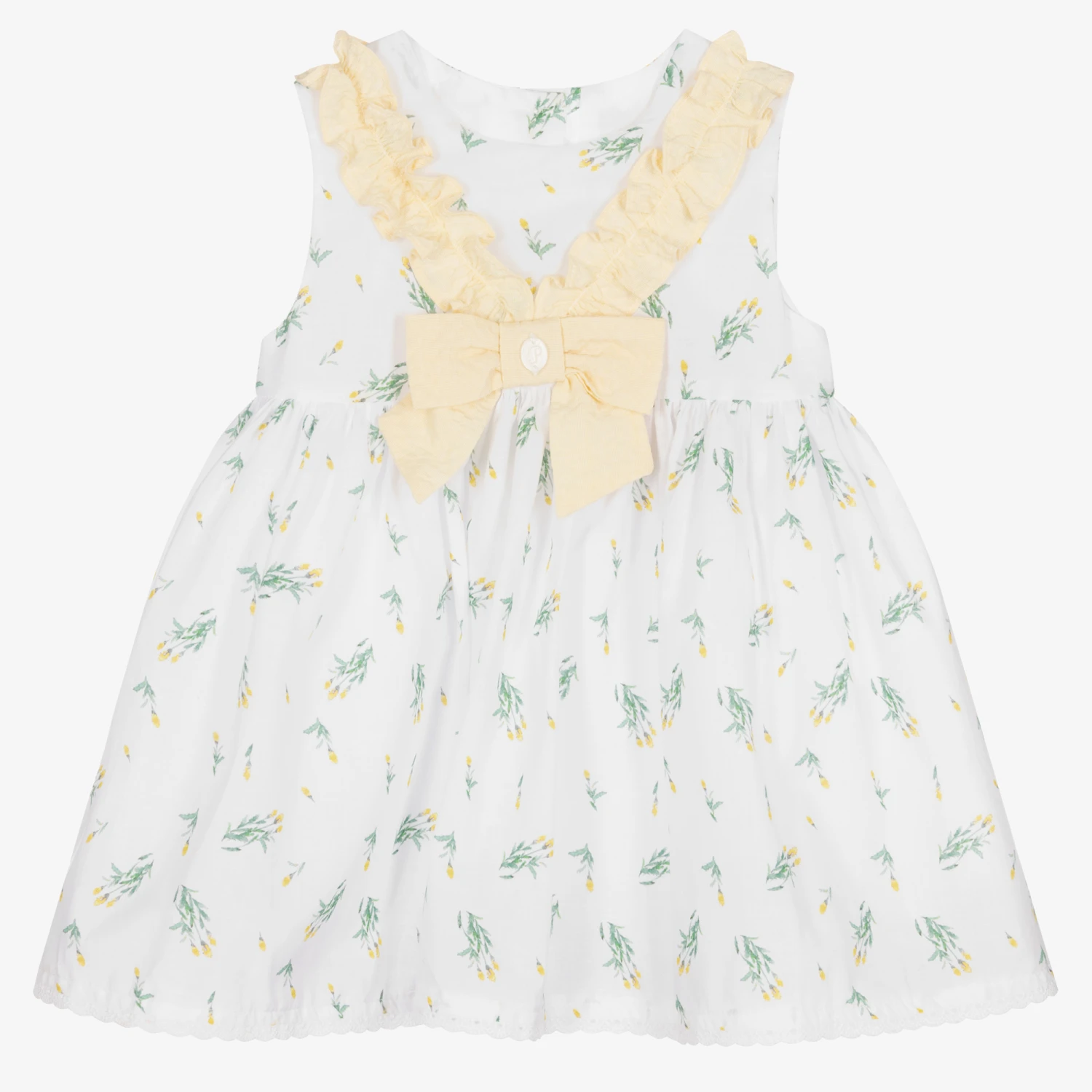 Patachou Baby Girls White Cotton Dress 1 Patachou Baby Girls White Cotton Dress