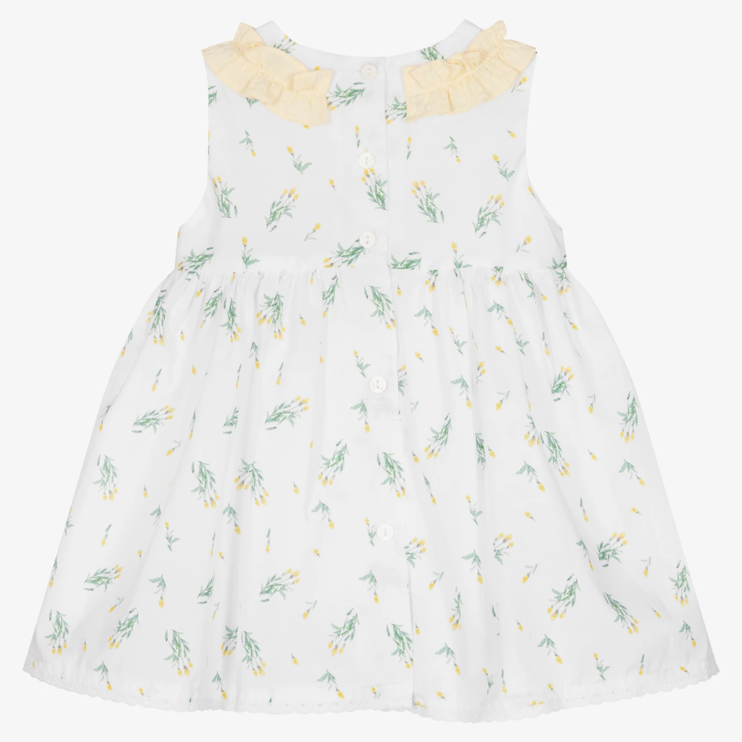 Patachou Baby Girls White Cotton Dress 2 Patachou Baby Girls White Cotton Dress - Image 2