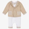 Patachou Boys Beige Cotton & Linen Romper