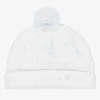 Patachou White & Blue Velour Baby Hat