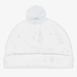 Patachou White & Blue Velour Baby Hat