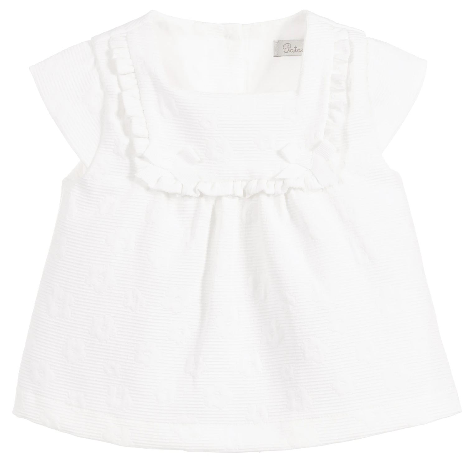 Patachou White Cotton Jacquard Blouse 1 Patachou White Cotton Jacquard Blouse