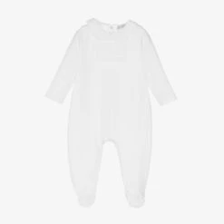 Patachou White Cotton Jersey Babygrow