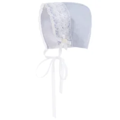 Paz Rodriguez Blue Linen Blend Baby Bonnet
