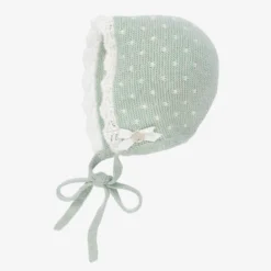 Paz Rodriguez Mint Green Cotton Baby Bonnet