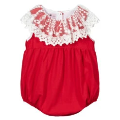 Phi Clothing Red Cotton & Lace Shortie