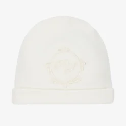 Piccola Speranza Ivory Cotton Logo Baby Hat