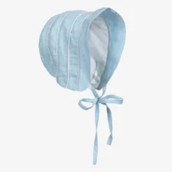 Powell Craft Baby Girls Blue Linen Bonnet